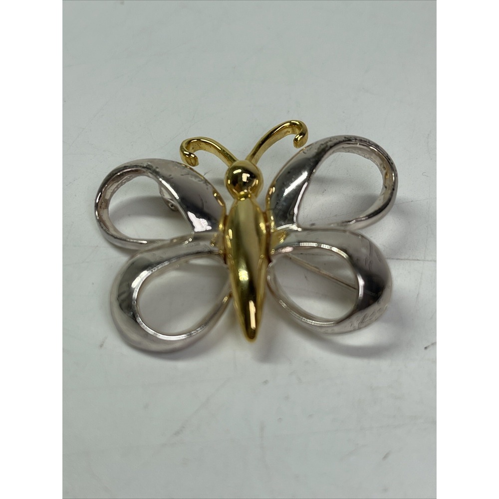 Vintage AAI Butterfly Goldtone Enamel Brooch Pin 2"